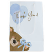 ブルーテディ我々は真珠のように待つことができる男の子のシャワー ミディアムペーパーバッグ (裏面)