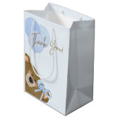 ブルーテディ我々は真珠のように待つことができる男の子のシャワー ミディアムペーパーバッグ (裏面アングル)