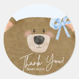 ブルーテディ我々は真珠のように待つことができる男の子のシャワー ラウンドシール