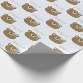 ブルーテディ我々は真珠のように待つことができる男の子のシャワー ラッピングペーパー (角)