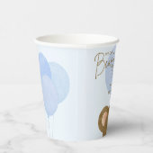 ブルーテディ我々は真珠のように待つことができる男の子のシャワー 紙コップ (右)