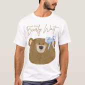 ブルーテディ我々は真珠のように待つことができる男の子のシャワー Tシャツ (正面)