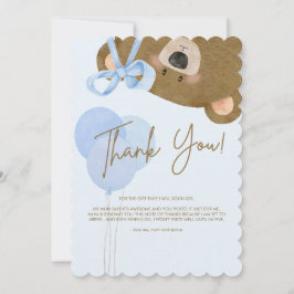 ブルーテディ我々は真珠のように待つことができる男の子のシャワーTha サンキューカード
