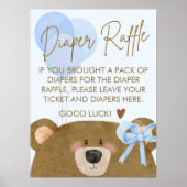 ブルーテディ我々は赤ちゃんシャワーおむつを待つことができる ポスター (正面)