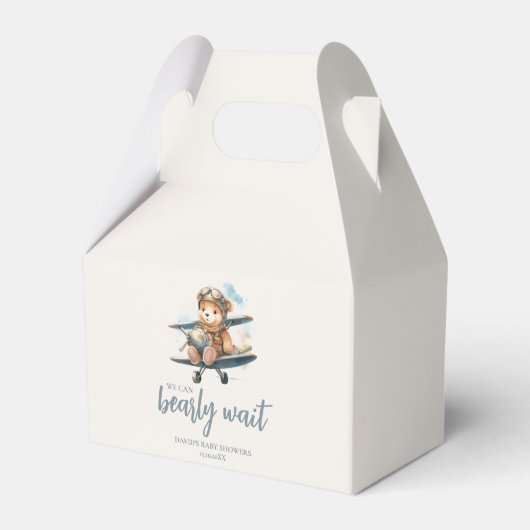 ブルーテディ魅力的ベア男の子ベビーシャワー フェイバーボックス (正面サイド)