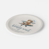 ブルーテディ魅力的ベア男の子ベビーシャワー ペーパープレート (アングル)