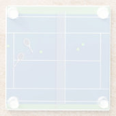 ブルーテニスコートモダンテニス選手 ガラスコースター (裏面)