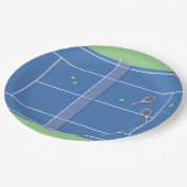 ブルーテニスコートモダンテニス選手 ペーパープレート (アングル)