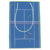 ブルーテニスコート名門私立校風のテニスモダン選手 ミディアムペーパーバッグ (正面)