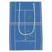 ブルーテニスコート名門私立校風のテニスモダン選手 ミディアムペーパーバッグ (裏面)