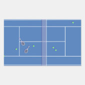 ブルーテニスコート名門私立校風のテニスモダン選手 長方形シール (正面)