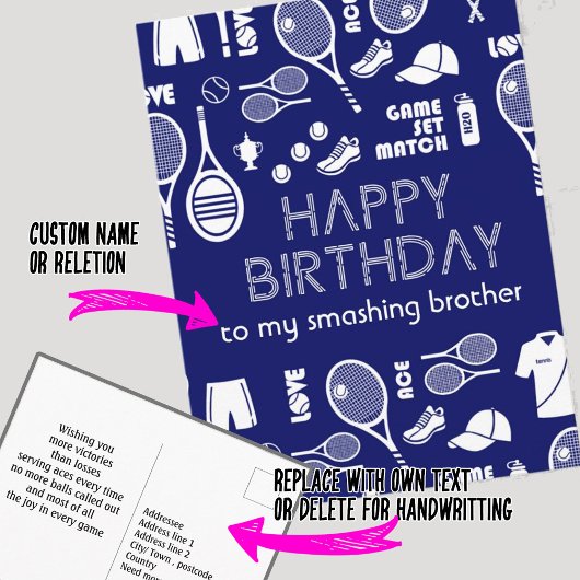 ブルーテニス🎾ハッピーバースデーはがき ポストカード