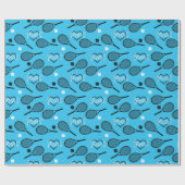 ブルーテニスパーティー、テニスパターン包装紙 ラッピングペーパー (フラット)