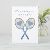 ブルーテニスラケットとハート招待状 招待状 (スタンド正面)