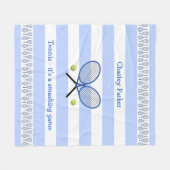 ブルーテニス引用文パーソナライズされたストライプの フリースブランケット (正面(横))