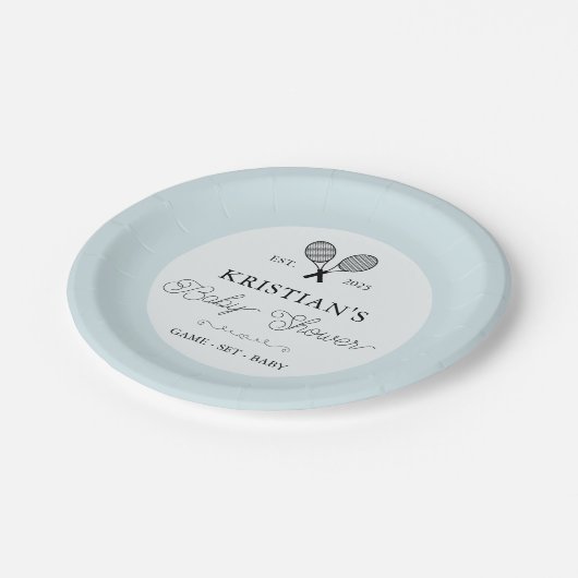 ブルーテニ名門私立校風のステーマシックなベビーシャワー ペーパープレート (アングル)