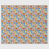 ブルーテラコッタコーヒーカップ抽象芸術水彩 ラッピングペーパー (フラット)