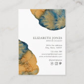 ブルーテラコッタユニーク色彩の鮮やかウォーター色抽象芸術 名刺 (裏面)