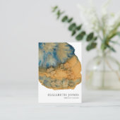 ブルーテラコッタユニーク色彩の鮮やかウォーター色抽象芸術 名刺 (スタンド正面)