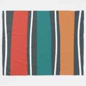 ブルーテラコッタ赤いレトロな波 フリースブランケット (正面(横))