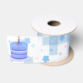 ブルーテーマの誕生日 サテンリボン (リール)