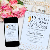 ブルーテーマパールスアンドプロセッコブライダルシャワー 招待状