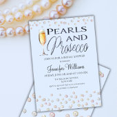 ブルーテーマパールスアンドプロセッコブライダルシャワー 招待状