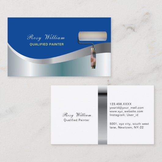 ブルーテーマプロフェッショナル認定画家 名刺 (正面/裏面)