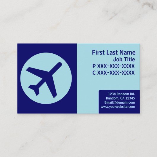 ブルーテーマレトロ飛行機の名刺 名刺 (正面)