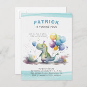 ブルーディオナンスボーイ水彩誕生日 インビテーションポストカード (正面/裏面)