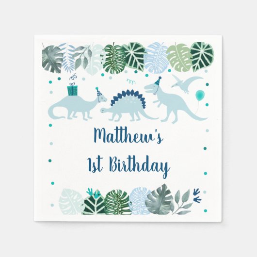 ブルーディオンドラサファリ誕生日 スタンダードカクテルナプキン (正面)