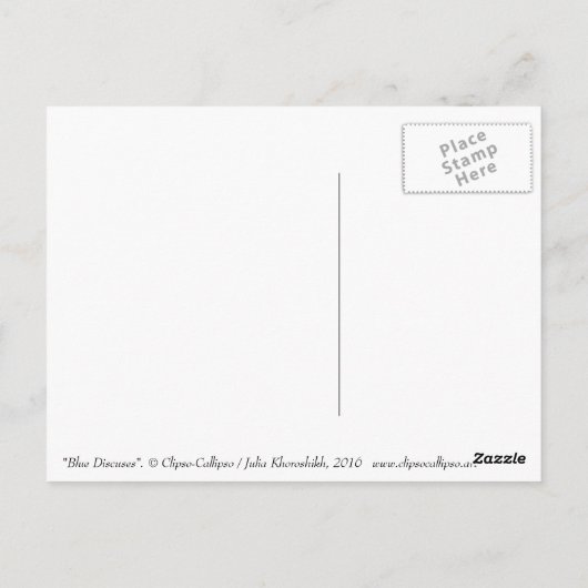 ブルーディスキュース、熱帯魚の水中動物アート ポストカード (裏面)