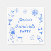 ブルーディスコカクテルバチェロレッテナプキンス スタンダードカクテルナプキン (正面)