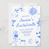 ブルーディスコカクテルバチェロレッテ週末パーティー 招待状 (正面)