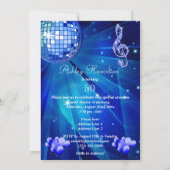 ブルーディスコボールとバルーン50誕生日インヴィータ 招待状 (裏面)