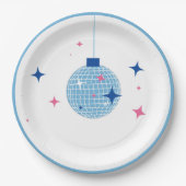 ブルーディスコボールサントリーニギリシャスペインの語/テーマ ペーパープレート (正面)