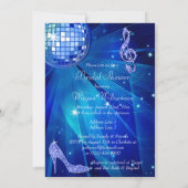 ブルーディスコボール&スパークルヒールブライダルシャワー 招待状 (裏面)