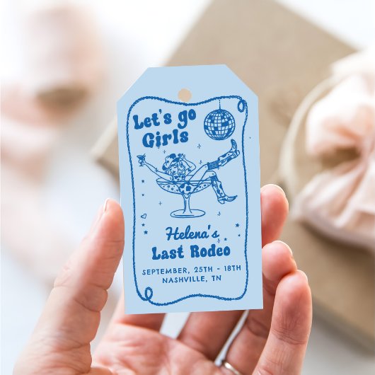 ブルーディスコロデオ女性のカーボーイバチェロレッテウィークエンド ギフトタグ