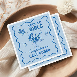 ブルーディスコ女性のカーボーイロデオバチェロレッテウィークエンド スタンダードカクテルナプキン