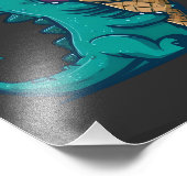 ブルーディノはアイスクリームを愛おもしろいす – Cartoon Art フォトプリント (角)