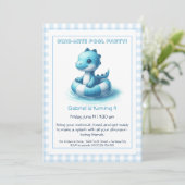 ブルーディノミート誕生日プールパーティの招待状 招待状 (スタンド正面)