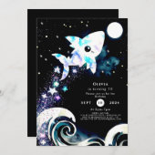 ブルーディープシーチルドレンズシャーク誕生日 招待状 (正面/裏面)