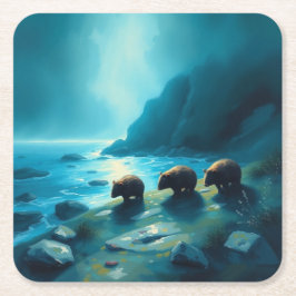 ブルーデイウォンバット スクエアペーパーコースター