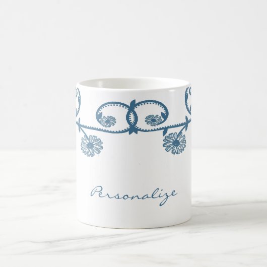 ブルーデイジーつる植物コーヒーマグ コーヒーマグカップ (中央)