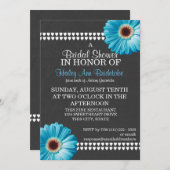 ブルーデイジーと石板グレイブライダルシャワー 招待状 (正面/裏面)