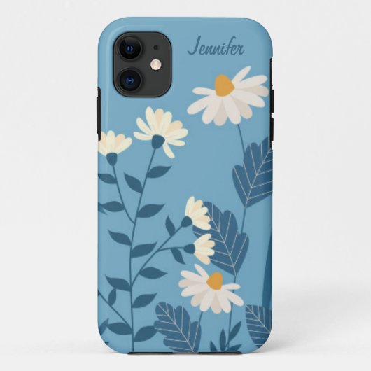ブルーデイジーのテーマのカスタマイズフォンケース 花柄 Case-Mate iPhoneケース (裏面)