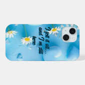 ブルーデイジーの花柄「すべてを感じた」インスピレーション iPhone 15ケース (裏面横)