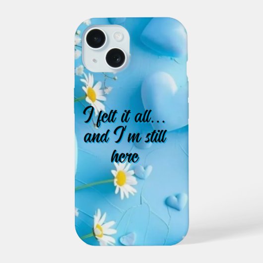 ブルーデイジーの花柄「すべてを感じた」インスピレーション iPhone 15ケース (裏面)