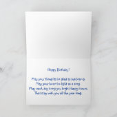 ブルーデイジーガーベラフラワーハッピーバースデー カード (内部)