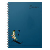 ブルーデイジーハイビスカス水彩イニシャル ノートブック (正面)